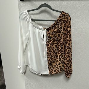 White/leopard blouse